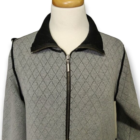 💥 DAMASK GRAY COTTON ZIP FRONT CARDIGAN BLAZER DUSTER COAT SIZE M - Picture 6 of 11